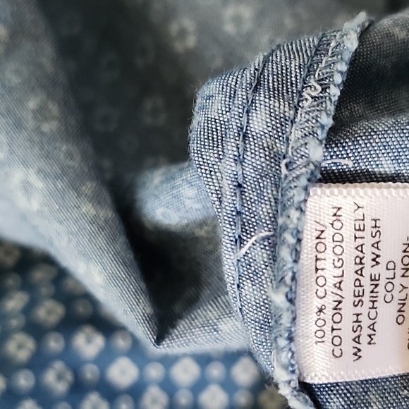 Ann Taylor Loft Blue and White Print Button Down Shirt - Picture 9 of 11